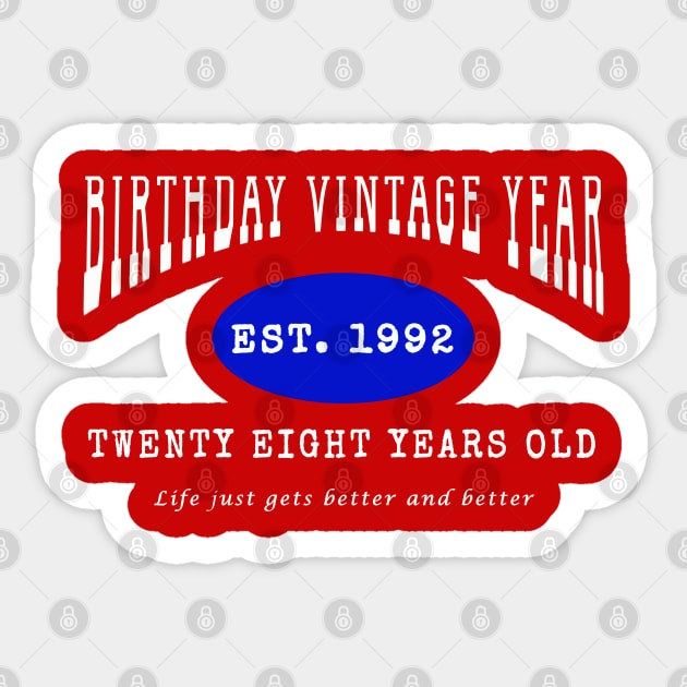 Birthday Vintage Year - Twenty Eight Years Old Sticker by The Black Panther